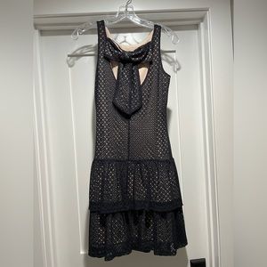 NWT Jessica Simpson navy/cream tiered lace bow back dress